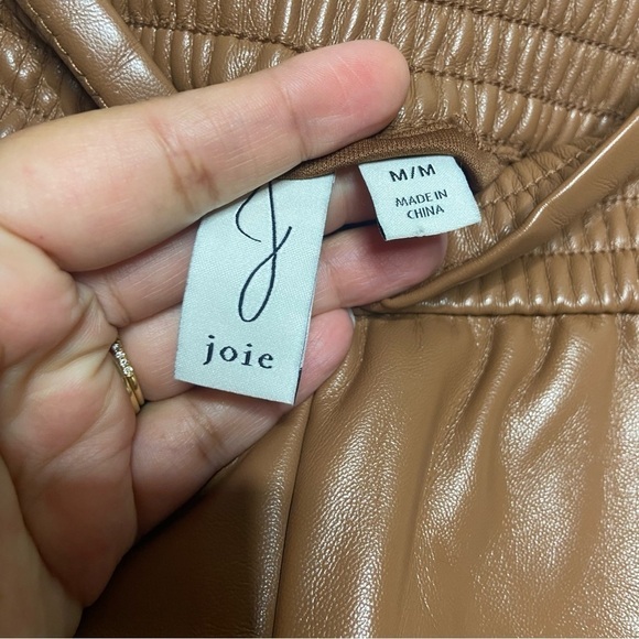 Joie Faux Leather Brown Straight Leg Pants Sz M - Picture 3 of 7